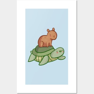 Turtle and capybara stack Posters and Art